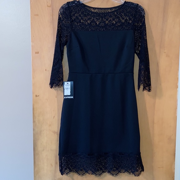 Express black dress with lace back size 4. NWT - Picture 2 of 7